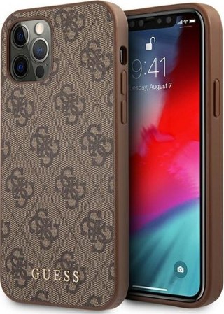 Etui Guess GUHCP12MG4GFBR Apple iPhone 12/12 Pro brązowy/brown hard case 4G Metal Gold Logo