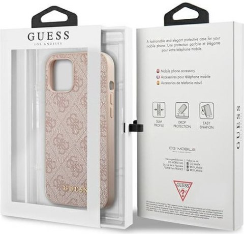 Etui Guess GUHCP12MG4GFPI Apple iPhone 12/12 Pro różowy/pink hard case 4G Metal Gold Logo