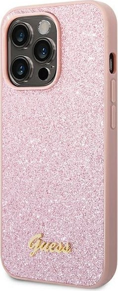 Etui Guess GUHCP14XHGGSHP Apple iPhone 14 Pro Max różowy/pink hard case Glitter Script