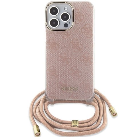 Etui Guess GUHCP15LHC4SEP Apple iPhone 15 Pro hardcase Crossbody Cord 4G Print różowy/pink