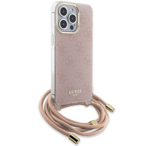 Etui Guess GUHCP15LHC4SEP Apple iPhone 15 Pro hardcase Crossbody Cord 4G Print różowy/pink