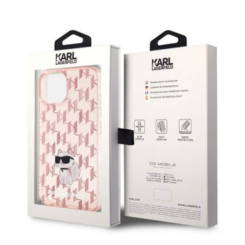 Etui Karl Lagerfeld KLHCP15SHNCMKLP Apple iPhone 15 hardcase Monogram Choupette różowy/pink