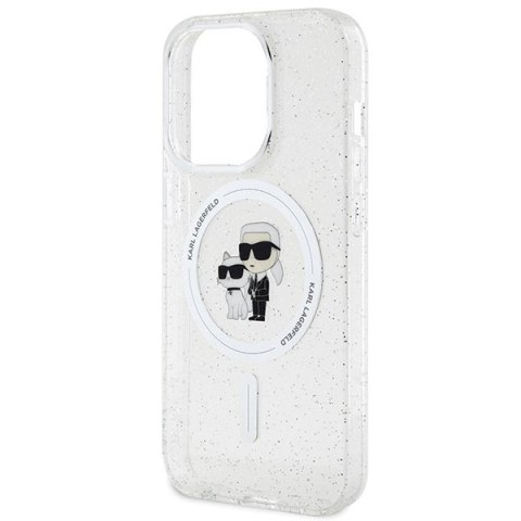 Etui Karl Lagerfeld KLHMP15LHGKCNOT Apple iPhone 15 Pro hardcase Karl&Choupette Glitter MagSafe transparent