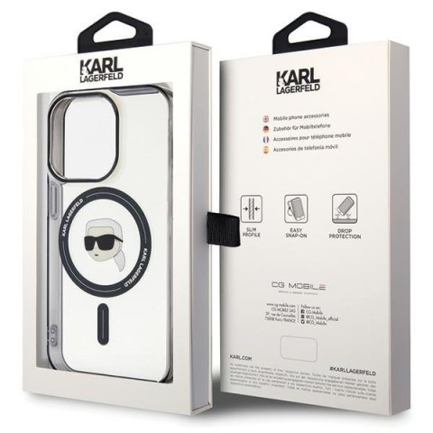 Etui Karl Lagerfeld KLHMP15LHKHNOTK Apple iPhone 15 Pro hardcase IML Karl`s Head MagSafe transparent