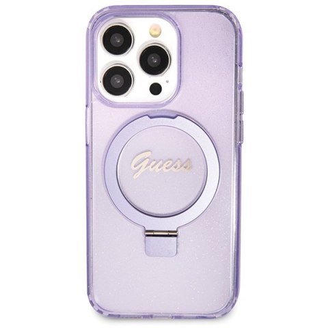 Etui Guess GUHMP13LHRSGSU Apple iPhone 13 / 13 Pro hardcase Ring Stand Script Glitter MagSafe fioletowy/purple