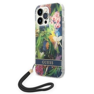 Etui Guess GUOHCP14LHFLSB Apple iPhone 14 Pro niebieski/blue hardcase Flower Strap