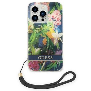 Etui Guess GUOHCP14LHFLSB Apple iPhone 14 Pro niebieski/blue hardcase Flower Strap