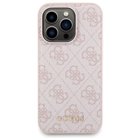 Zestaw Guess GUBPM5P14L4GEMGP Apple iPhone 14 Pro hardcase + Powerbank 5000mAh MagSafe 4G Metal Logo różowy/pink