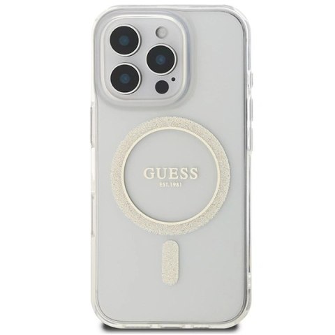 Etui Guess GUHMP16XHFGERET Apple iPhone 16 Pro Max hardcase IML Glitter Circle MagSafe przeźroczysty/transparent