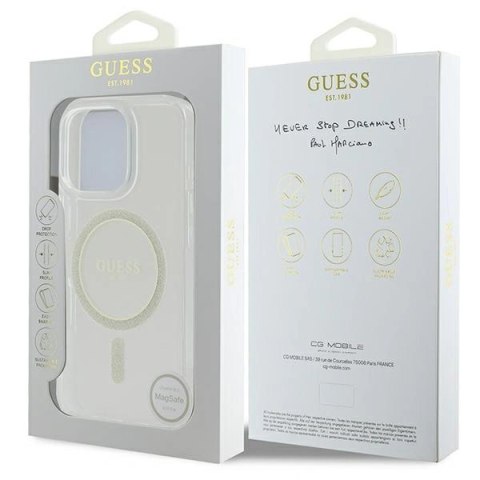 Etui Guess GUHMP16XHFGERET Apple iPhone 16 Pro Max hardcase IML Glitter Circle MagSafe przeźroczysty/transparent