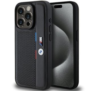 Etui BMW BMHCP15L23PUPVK Apple iPhone 15 Pro hardcase Perforated Tricolor Line czarny/black