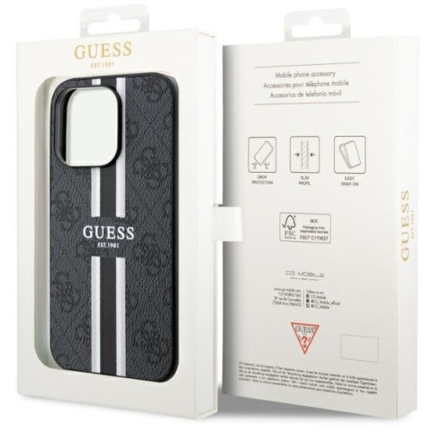 Etui Guess GUHMP14XP4RPSK Apple iPhone 14 Pro Max czarny/black hardcase 4G Printed Stripes MagSafe