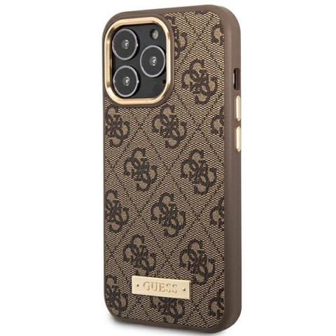 Etui Guess GUHMP14LU4GPRW Apple iPhone 14 Pro brązowy/brown hard case 4G Logo Plate MagSafe