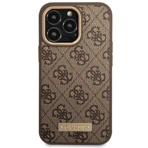 Etui Guess GUHMP14LU4GPRW Apple iPhone 14 Pro brązowy/brown hard case 4G Logo Plate MagSafe