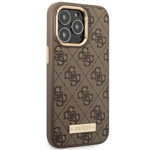 Etui Guess GUHMP14LU4GPRW Apple iPhone 14 Pro brązowy/brown hard case 4G Logo Plate MagSafe