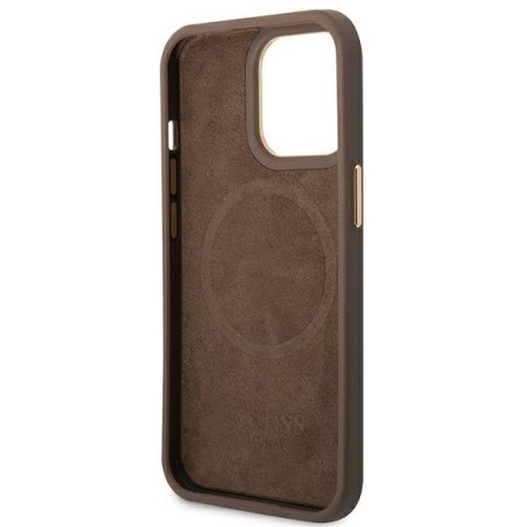 Etui Guess GUHMP14LU4GPRW Apple iPhone 14 Pro brązowy/brown hard case 4G Logo Plate MagSafe