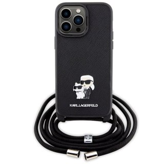 Etui Karl Lagerfeld KLHCP14XSAKCPSK Apple iPhone 14 Pro Max hardcase Crossbody Saffiano Metal Pin czarny/black