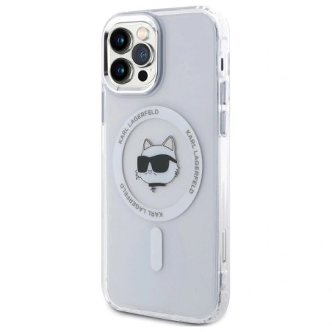 Etui Karl Lagerfeld KLHMP12MHLSCHH Apple iPhone 12 / 12 Pro hardcase IML Metal Choupette Head MagSafe biały/white