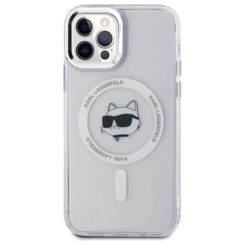 Etui Karl Lagerfeld KLHMP12MHLSCHH Apple iPhone 12 / 12 Pro hardcase IML Metal Choupette Head MagSafe biały/white