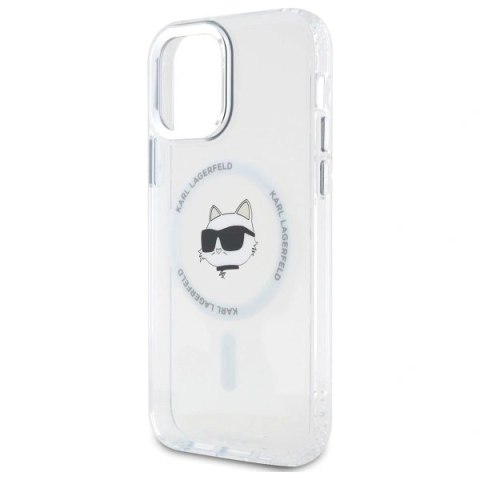 Etui Karl Lagerfeld KLHMP12MHLSCHH Apple iPhone 12 / 12 Pro hardcase IML Metal Choupette Head MagSafe biały/white