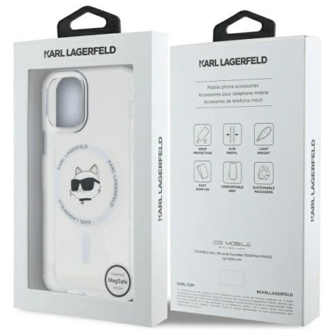 Etui Karl Lagerfeld KLHMP12MHLSCHH Apple iPhone 12 / 12 Pro hardcase IML Metal Choupette Head MagSafe biały/white