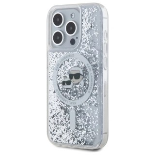 Etui Karl Lagerfeld KLHMP15XLGKCSGH Apple iPhone 15 Pro Max hardcase Liquid Glitter Karl&Choupette Head MagSafe transparent