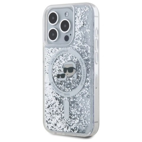 Etui Karl Lagerfeld KLHMP15XLGKCSGH Apple iPhone 15 Pro Max hardcase Liquid Glitter Karl&Choupette Head MagSafe transparent