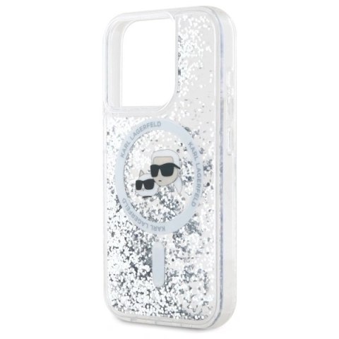 Etui Karl Lagerfeld KLHMP15XLGKCSGH Apple iPhone 15 Pro Max hardcase Liquid Glitter Karl&Choupette Head MagSafe transparent