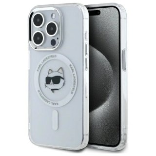 Etui Karl Lagerfeld KLHMP15LHLSCHH Apple iPhone 15 Pro hardcase IML Metal Choupette Head MagSafe biały/white