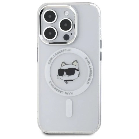 Etui Karl Lagerfeld KLHMP15LHLSCHH Apple iPhone 15 Pro hardcase IML Metal Choupette Head MagSafe biały/white