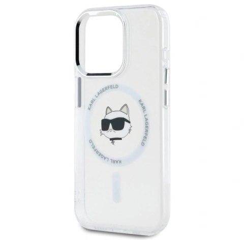 Etui Karl Lagerfeld KLHMP15LHLSCHH Apple iPhone 15 Pro hardcase IML Metal Choupette Head MagSafe biały/white