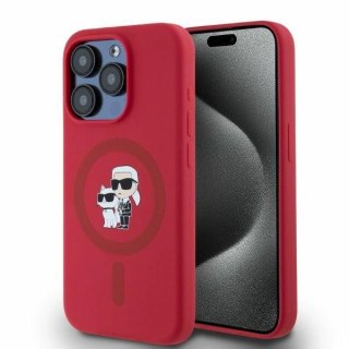 Etui Karl Lagerfeld KLHMP15LSCMKCRHR Apple iPhone 15 Pro hardcase Silicone Karl&Choupette Heads Ring MagSafe czerwony/red