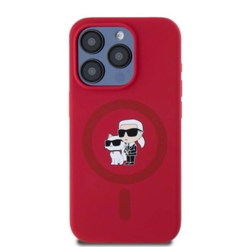 Etui Karl Lagerfeld KLHMP15LSCMKCRHR Apple iPhone 15 Pro hardcase Silicone Karl&Choupette Heads Ring MagSafe czerwony/red