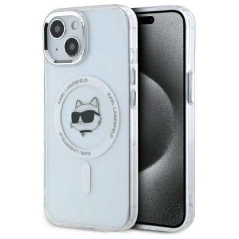 Etui Karl Lagerfeld KLHMP15MHLSCHH Apple iPhone 15 Plus hardcase IML Metal Choupette Head MagSafe biały/white