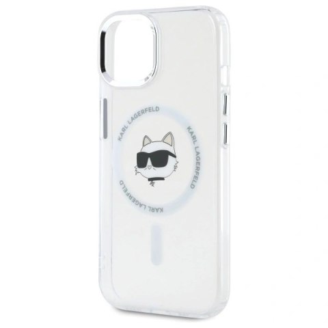 Etui Karl Lagerfeld KLHMP15MHLSCHH Apple iPhone 15 Plus hardcase IML Metal Choupette Head MagSafe biały/white