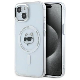 Etui Karl Lagerfeld KLHMP15SHLSCHH Apple iPhone 15 hardcase IML Metal Choupette Head MagSafe biały/white