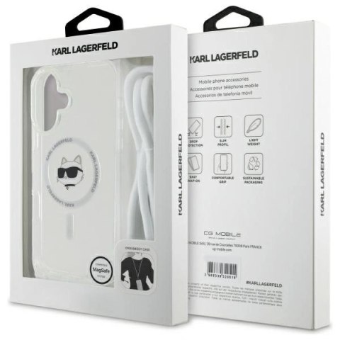 Etui Karl Lagerfeld KLHMP16SHCCHNT Apple iPhone 16 hardcase IML Choupette Head & Cord Magsafe transparent