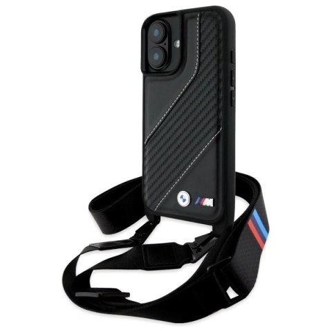 Etui BMW BMHCP16M23PSCCK Apple iPhone 16 Plus hardcase M Edition Carbon Stripe & Strap czarny/black