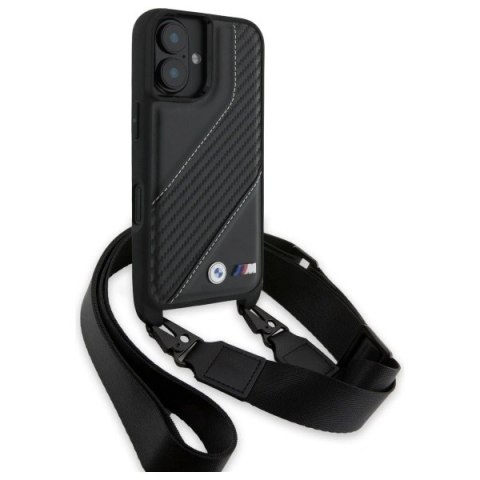 Etui BMW BMHCP16M23PSCCK Apple iPhone 16 Plus hardcase M Edition Carbon Stripe & Strap czarny/black