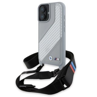 Etui BMW BMHCP16S23PSCCG Apple iPhone 16 hardcase M Edition Carbon Stripe & Strap szary/grey