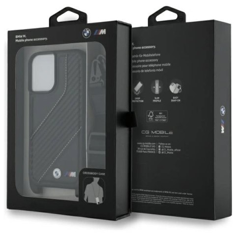 Etui BMW BMHCP16S23PSCCK Apple iPhone 16 hardcase M Edition Carbon Stripe & Strap czarny/black