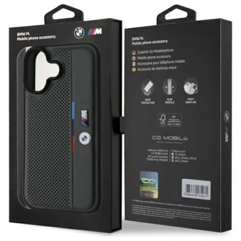 Etui BMW BMHCP16S23PUPVA Apple iPhone 16 hardcase M Perforated Tricolor Detail Line antracyt/anthracite