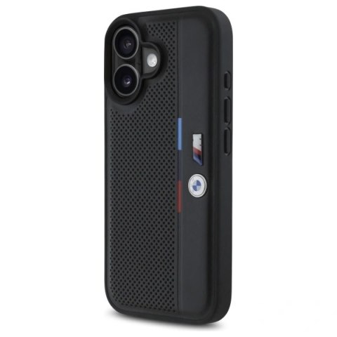 Etui BMW BMHCP16S23PUPVK Apple iPhone 16 hardcase M Perforated Tricolor Detail Line czarny/black