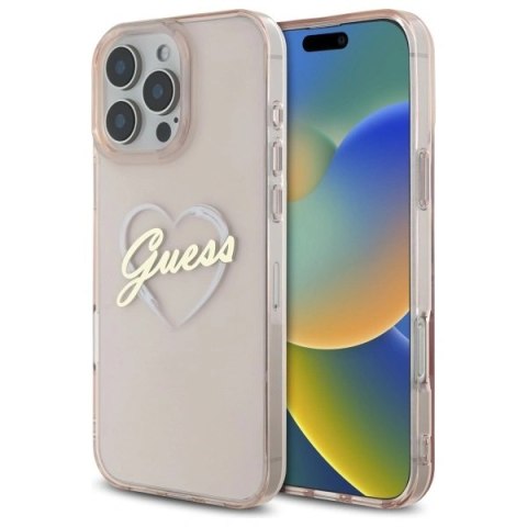 Etui Guess GUHCP16XHCHGSPP Apple iPhone 16 Pro Max hardcase IML Heart różowy/pink