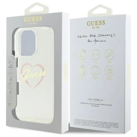 Etui Guess GUHCP16XHCHGSPT Apple iPhone 16 Pro Max hardcase IML Heart przeźroczysty/transparent