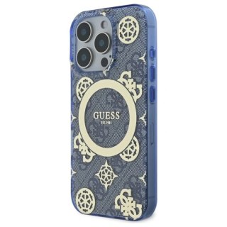 Etui Guess GUHMP16LH4PYEEB Apple iPhone 16 Pro hardcase IML Peony On 4G Background MagSafe niebieski/blue