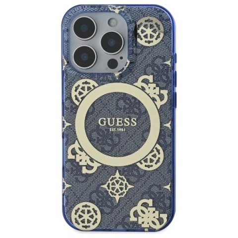 Etui Guess GUHMP16LH4PYEEB Apple iPhone 16 Pro hardcase IML Peony On 4G Background MagSafe niebieski/blue