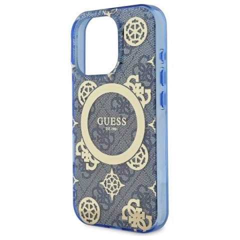 Etui Guess GUHMP16LH4PYEEB Apple iPhone 16 Pro hardcase IML Peony On 4G Background MagSafe niebieski/blue