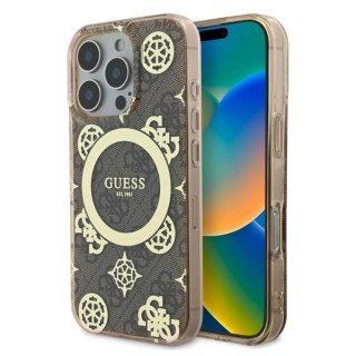 Etui Guess GUHMP16LH4PYEEW Apple iPhone 16 Pro hardcase IML Peony On 4G Background MagSafe brązowy/brown