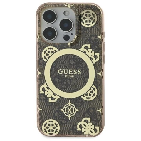 Etui Guess GUHMP16LH4PYEEW Apple iPhone 16 Pro hardcase IML Peony On 4G Background MagSafe brązowy/brown